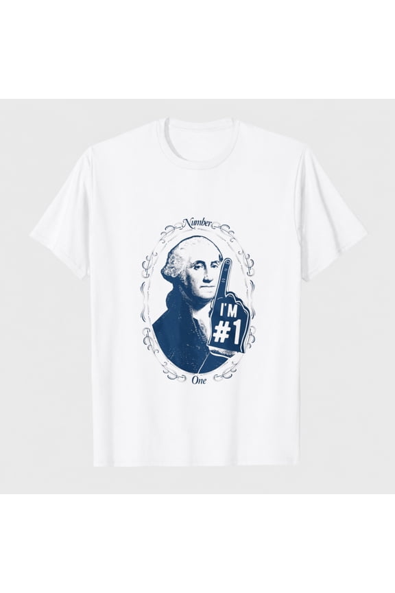 Mens George Washington Number 1 T Shirt Funny 4th of July Tee for Guys