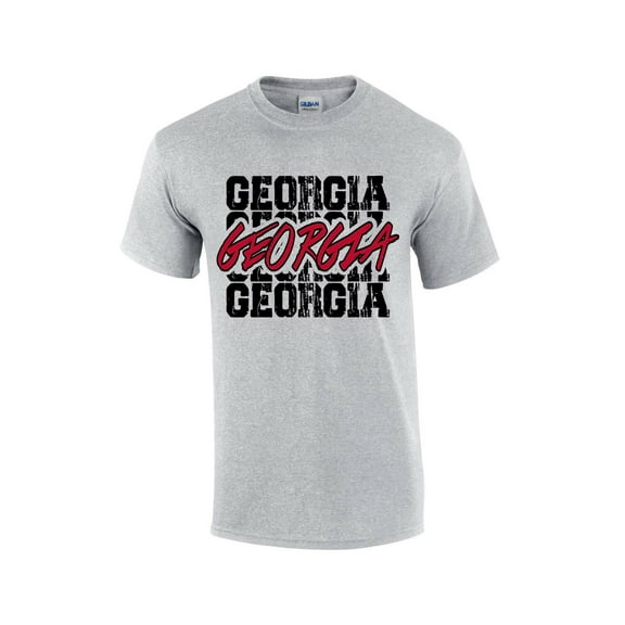 Mens Georgia College Football Retro Repeat Short Sleeve T-shirt Graphic Tee-Sport Grey-medium