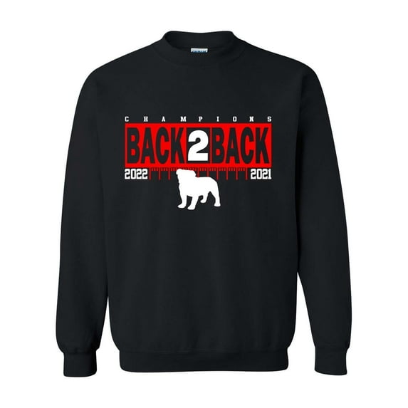 Mens Georgia Crewneck Sweatshirt Team Color Georgia 2022 Football Back To Back Champs Standing Dawg Yardlines Championship-Black-large