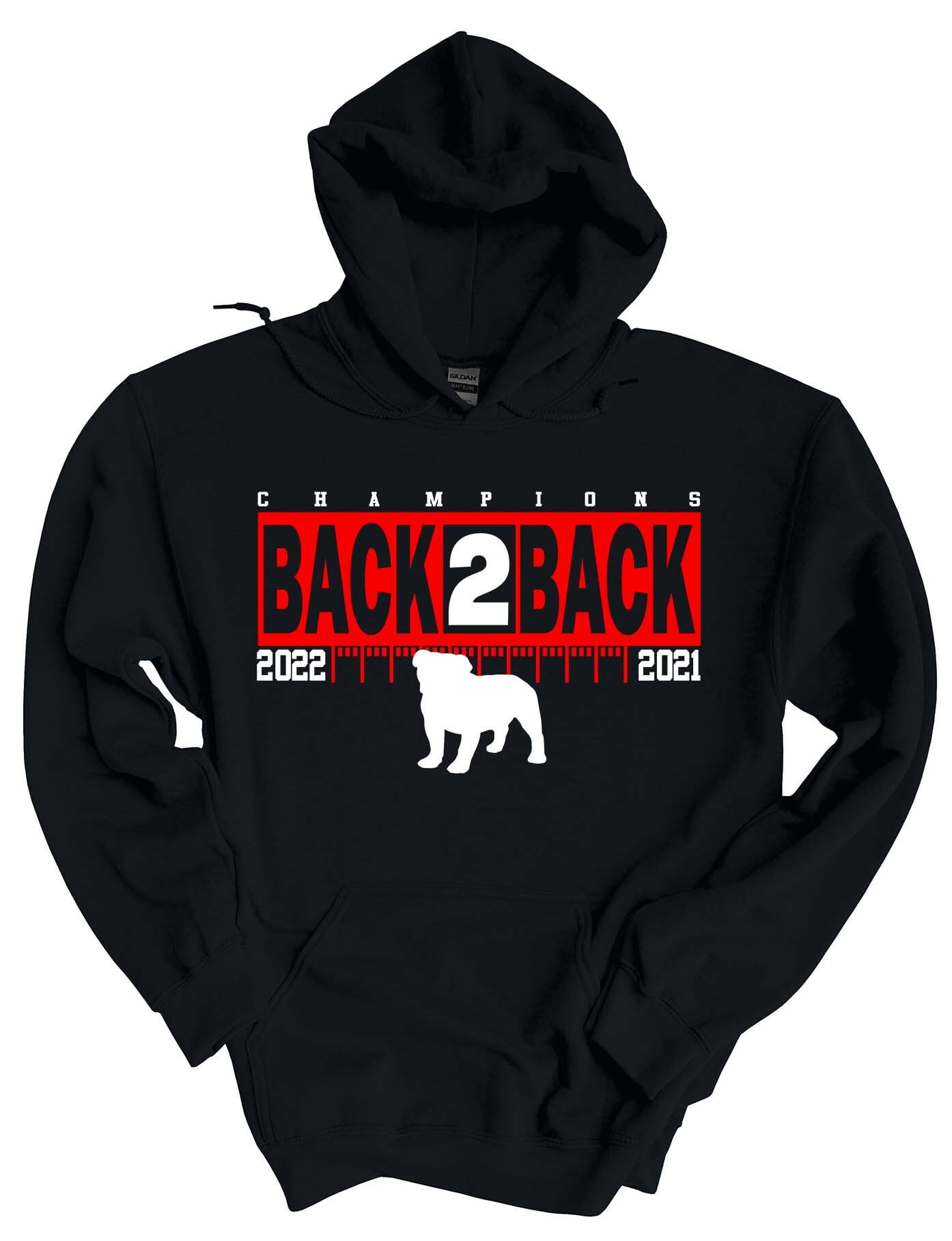 Mens Georgia Hoodie Team Color Georgia 2022 Football Back To Back Champs Standing Dawg Yardlines Championship Hooded Sweatshirt-Black-xl