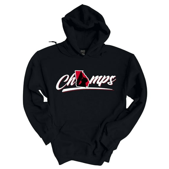 Mens Georgia Hoodie Team Color Georgia 2022 Football Champs Kirby Trophy Hoodie Championship Collection Hooded Sweatshirt-Black-large