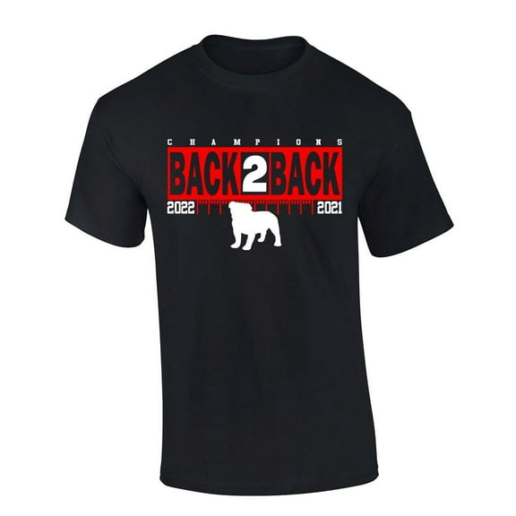 Mens Georgia Tshirt Team Color Georgia 2022 Football Back To Back Champs Standing Dawg Yardlines Championship Collection Short Sleeve T-Shirt-Black-small