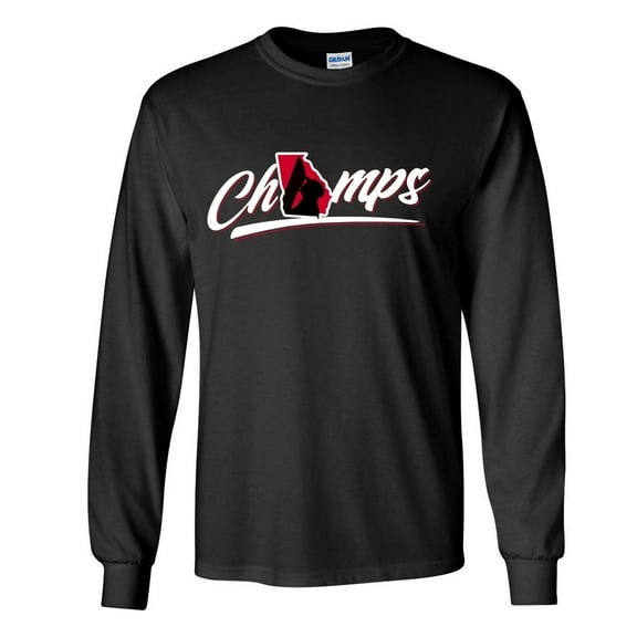 Mens Georgia Tshirt Team Color Georgia 2022 Football Champs Kirby Trophy Long Sleeve T-Shirt Championship Collection Graphic Tee-Black-large