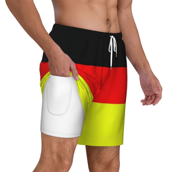 Mens German Flag Germany Swimming Trunks with Compression Liner Beach Quick Dry Swim Shorts