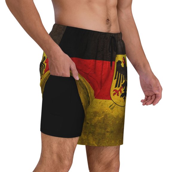 Mens Germany Flag 2 in 1 Quick Dry Swim Trunks with Compression Liner Beach Shorts