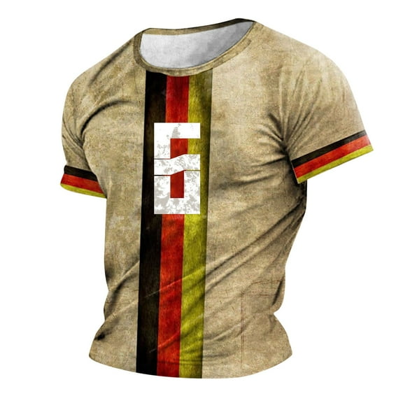 Mens Germany Theme Sports T Shirt Casual Crewneck Short Sleeve T-Shirt Summer Fitness Tees