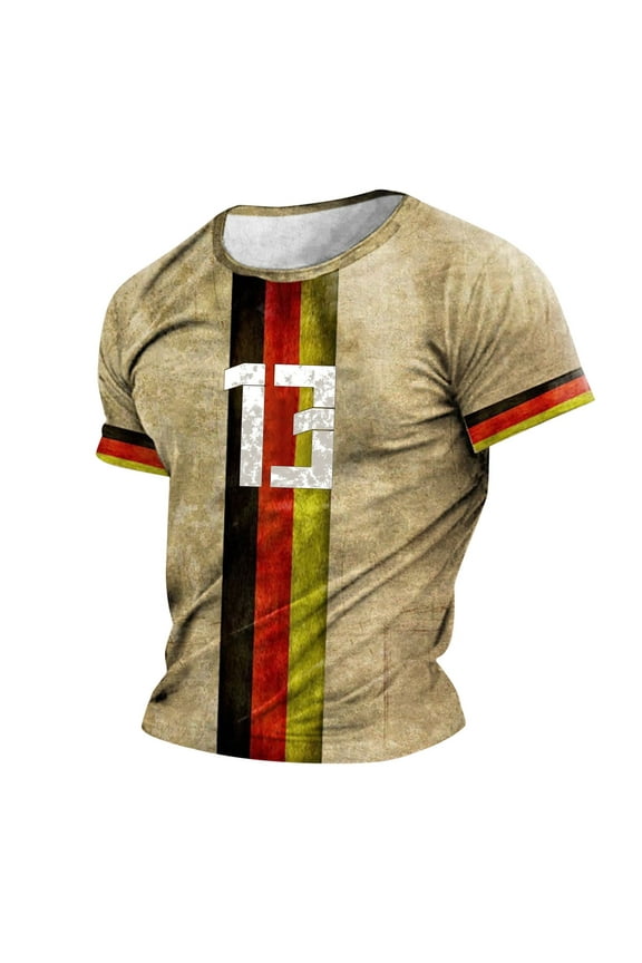 Mens Germany Theme Sports T Shirt Casual Crewneck Short Sleeve T-Shirt Summer Fitness Tees