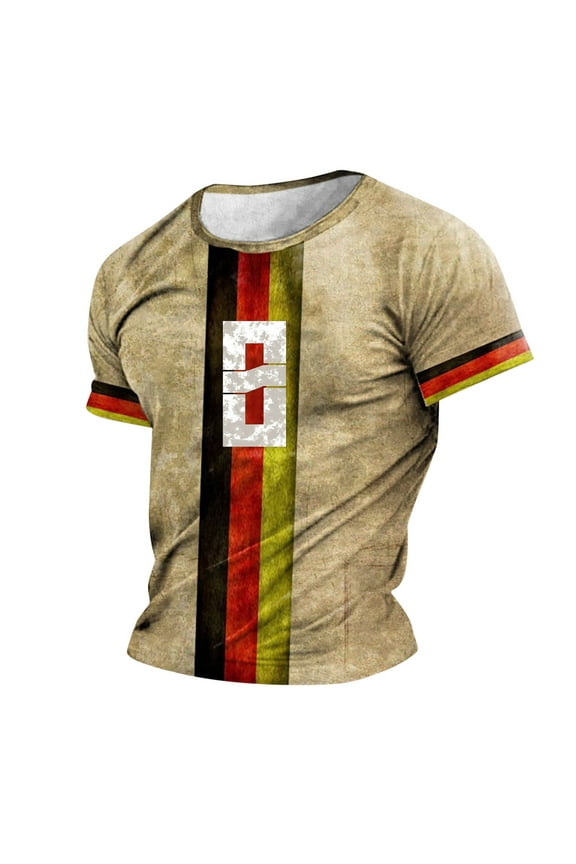 Mens Germany Theme Sports T Shirt Casual Crewneck Short Sleeve T-Shirt Summer Fitness Tees