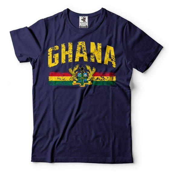 Mens Ghana T-shirt Ghana Patriotic National Flag Logo Shirt Ghanaian Gifts Ghanaian Shirt (Large Navy Blue)