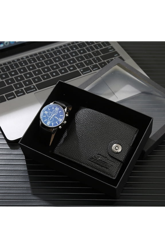 Mens Gift Set,Mens Artificial Leather Watch Gift Set,Valentine's Day Present Gift, Fashionable Father's Day Business Gift Set For Men With Hand Gifts And High End Men's Set