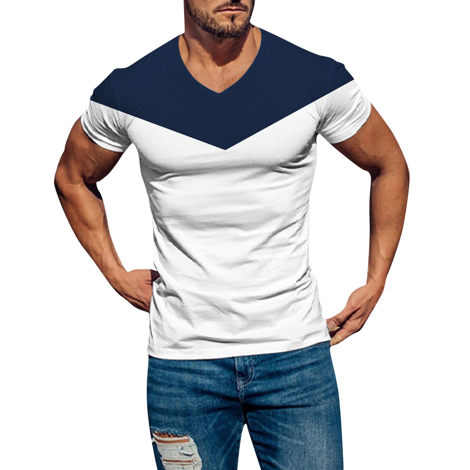 Mens Gift Set Shirt Bulk Mens V Neck Slim Fit Shirts Stretch Short