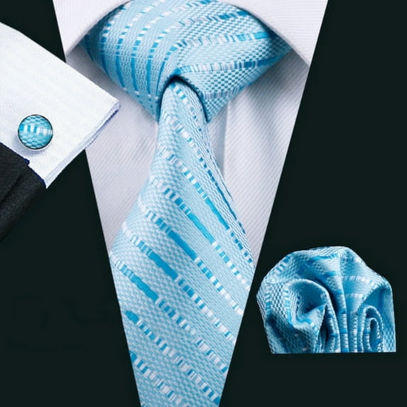 Mens Gift Set with NeckTie, Square, Cufflinks and Clip in Gift Box