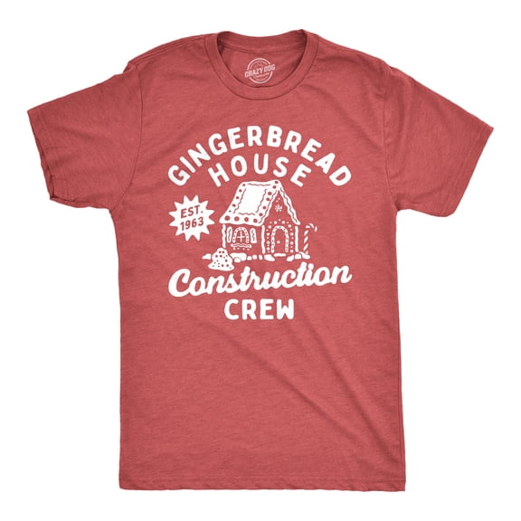 Mens Gingerbread House Construction Crew T Shirt Funny Christmas Treat Joke Tee for Guys Graphic Tees