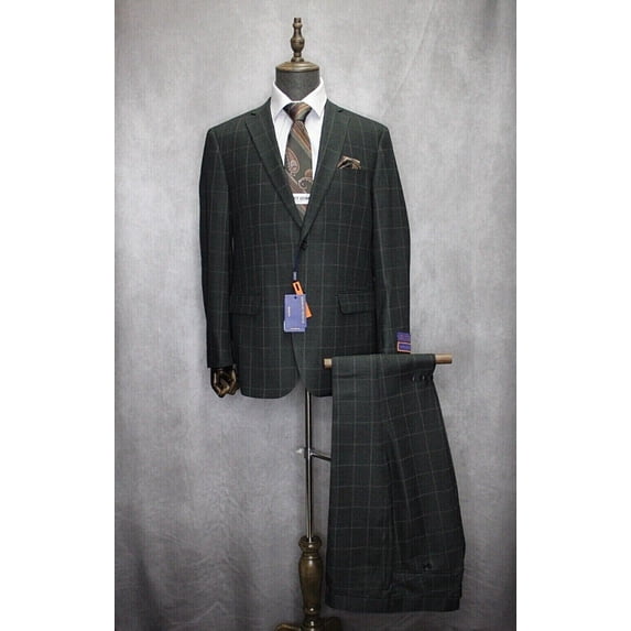 Mens Giorgio Fiorelli Modern Fit 2pc Charcoal Window Pane Formal Suit G79695