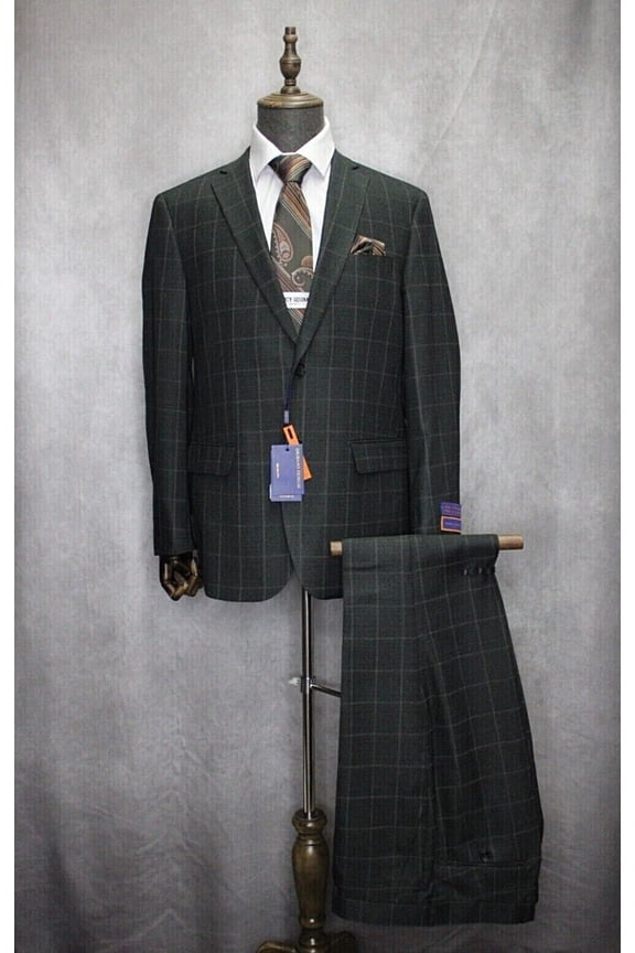 Mens Giorgio Fiorelli Modern Fit 2pc Charcoal Window Pane Formal Suit G79695