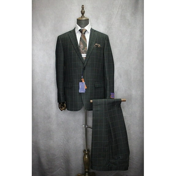 Mens Giorgio Fiorelli Modern Fit 2pc Charcoal Window Pane Formal Suit G79695