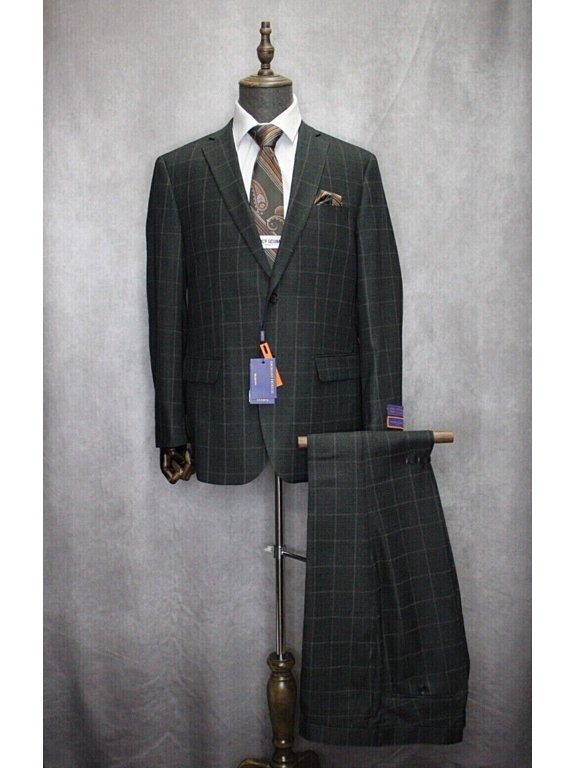 Mens Giorgio Fiorelli Modern Fit 2pc Charcoal Window Pane Formal Suit G79695