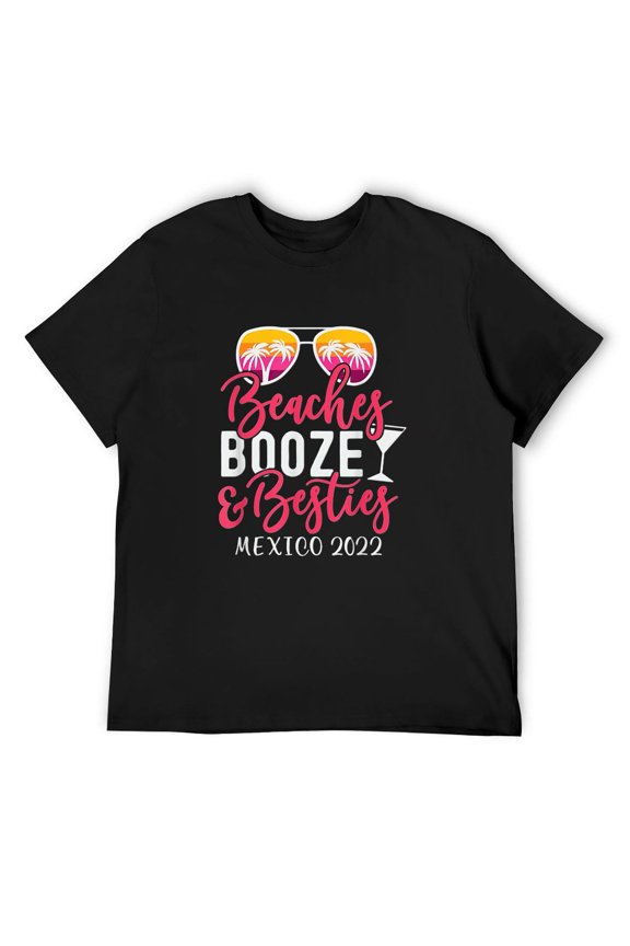 Mens Girls Trip Girls Weekend Mexico 2022 Beaches Booze & Besties T-Shirt Black Medium