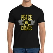 Mens Give Peace A Chance Slogan Birthday Gift T-Shirts Black Small