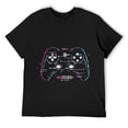 thumbnail image 1 of Mens Glitched Reality Gaming Console Controller Gamer T-Shirt Black, 1 of 5