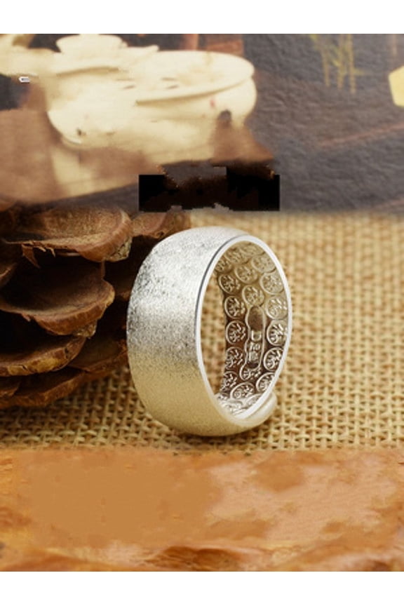 Mens Glossy Sterling Silver Ring Adjustable Size 18 25 Large Face 10mm Unisex Classic Fashion Accessory Shines