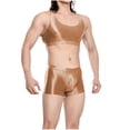 thumbnail image 1 of Mens Glossy Stretchy Bodysuit Solid Color One Piece Slim Fit Jumpsuit Briefs Underwear, 1 of 3