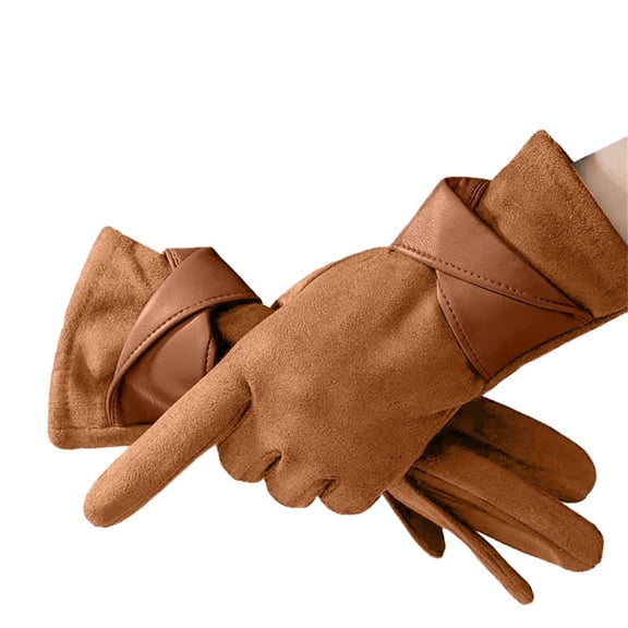 Mens Gloves for Cold Weather Winter Clothing Wool Thermal Warm Plush Waterproof Upgraded Touch Screen Womens Mittens Brown