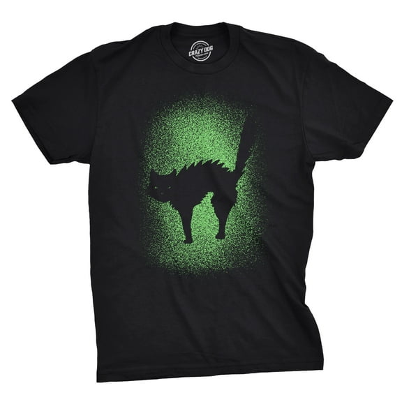 Mens Glowing Cat T Shirt Glow In The Dark Cool Halloween Pet Lover Tee Graphic Tees