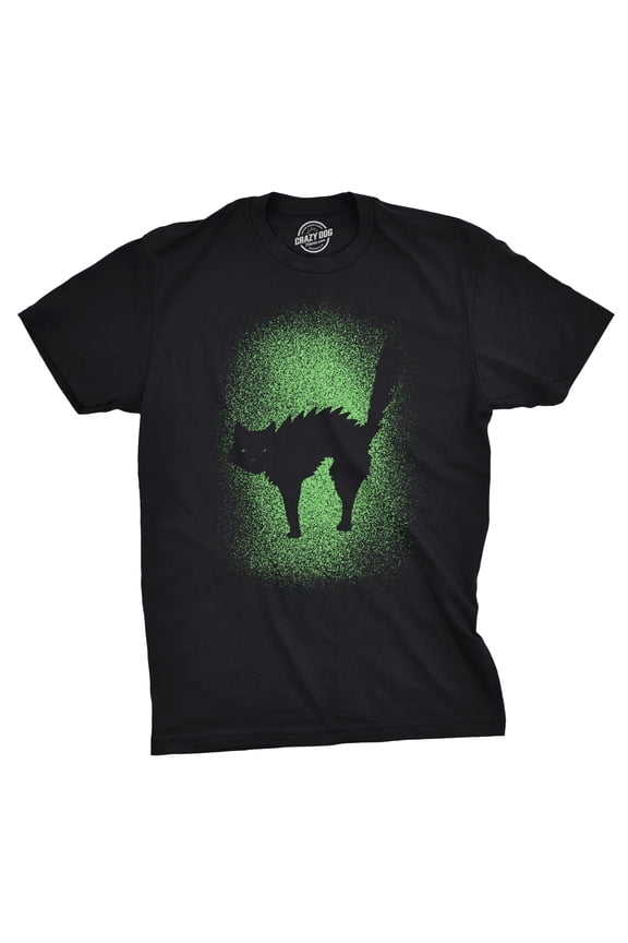Mens Glowing Cat T Shirt Glow In The Dark Cool Halloween Pet Lover Tee Graphic Tees