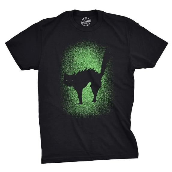 Mens Glowing Cat Tshirt Glow in The Dark Cool Halloween Pet Lover Tee