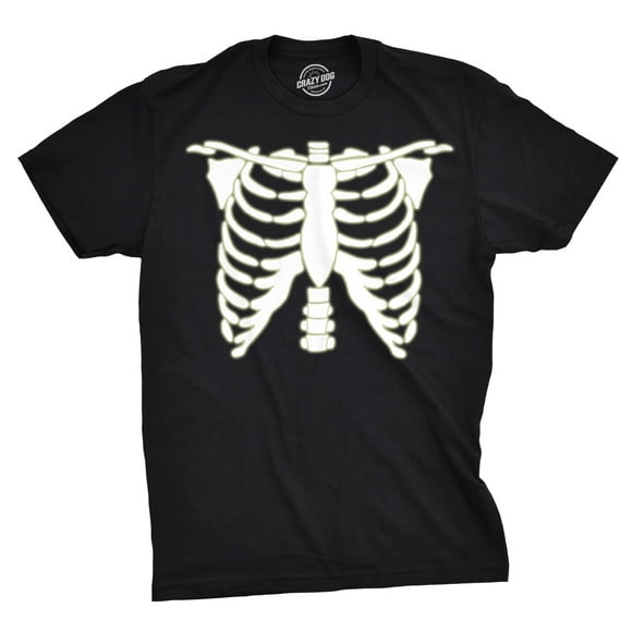 Mens Glowing Skeleton Rib Cage Cool Halloween Costume T Shirt Glow in the Dark Tee Graphic Tees