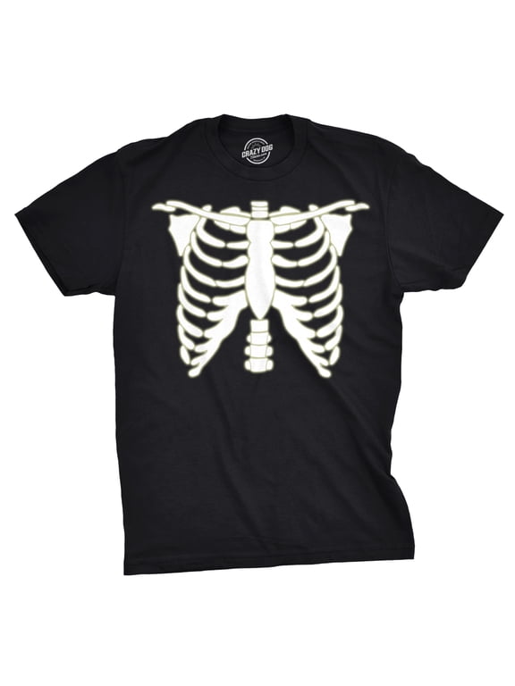 Mens Glowing Skeleton Rib Cage Cool Halloween Costume T Shirt Glow in The Dark Tee Graphic Tees