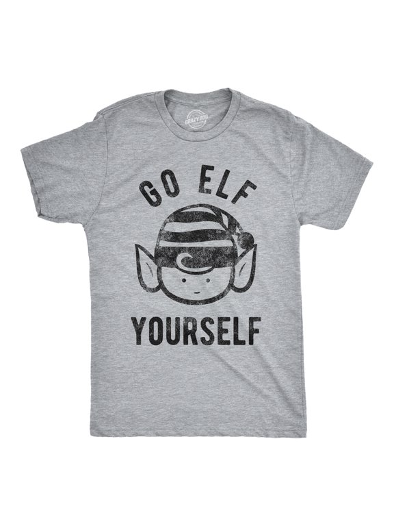 Mens Go Elf Yourself T shirt Funny Christmas Gift Holiday Saying Santa Tee Cool Graphic Tees