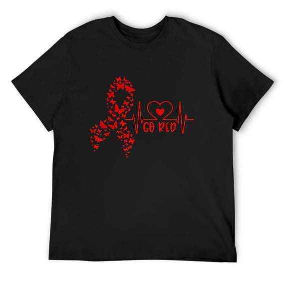 Mens Go Red - American Heart Health Month Awareness In February T-Shirt Black 4X-Large