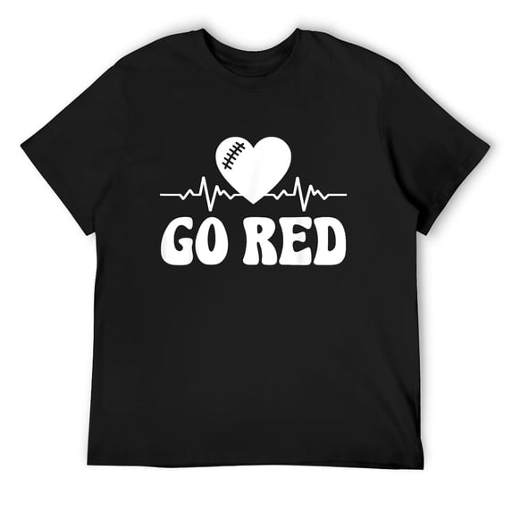 Mens Go Red Heart Disease American Heart Health Awareness Month T-Shirt Black 4X-Large
