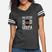 Mens God Gifted Me Two Titles Dad Geepa Black Dad Women's Vintage Sport T-Shirt