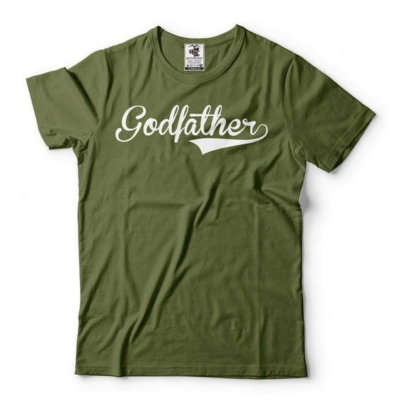 Mens Godfather T-shirt Godfather Gift Godfather Birthday Tee God Father Tee Shirt Christmas Gift (Large Military Green)