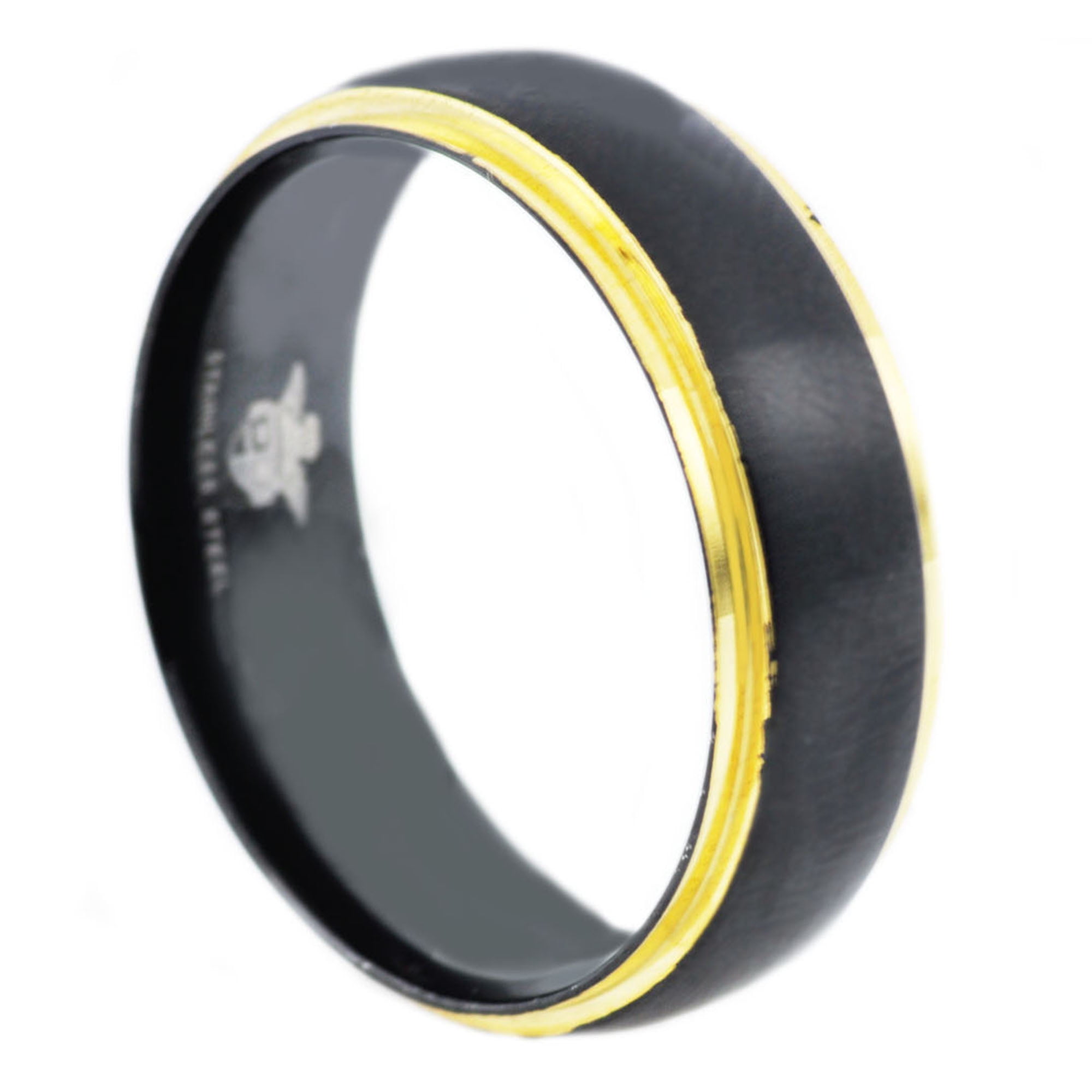 Mens Gold And Black Plated Stainless Steel Band