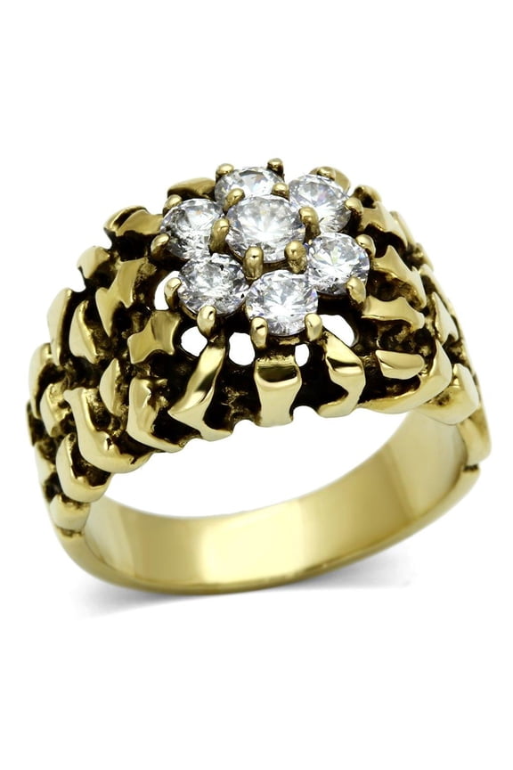 Mens Gold Nugget Rings Stainless Steel Nugget Anillo de Compromiso Oro Para Hombre Acero Inoxidable