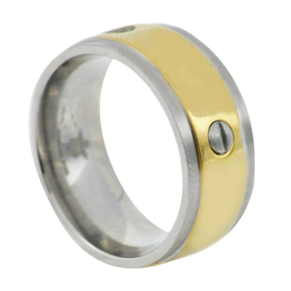 Mens Gold Plated Stainless Steel Band With Screws