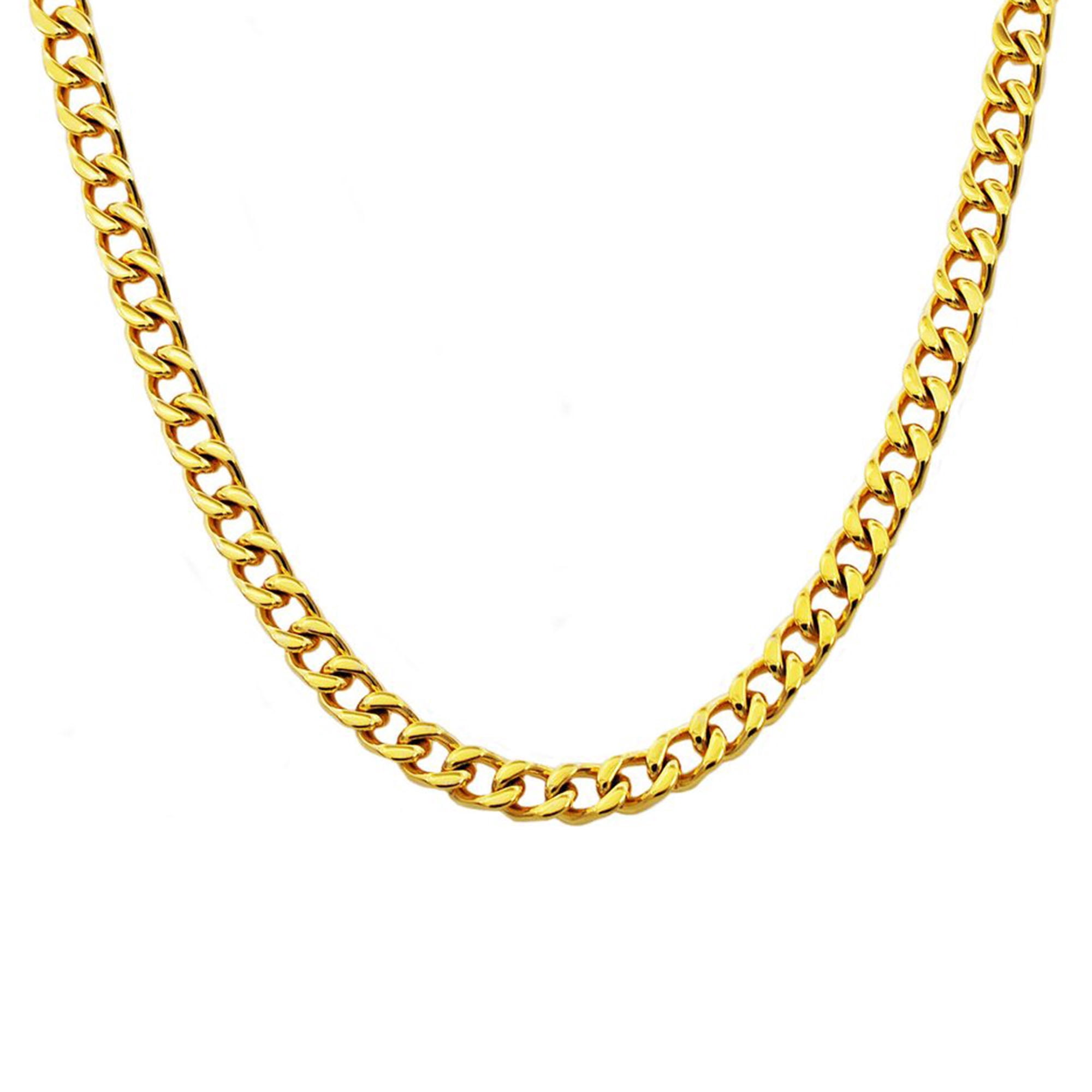 Mens Gold Plated Stainless Steel Curb Link Chain Necklace