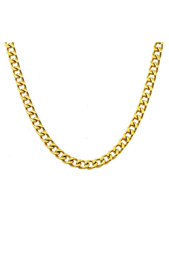 Mens Gold Plated Stainless Steel Curb Link Chain Necklace