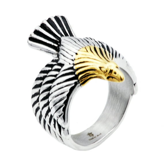 Mens Gold Plated Stainless Steel Eagle Ring