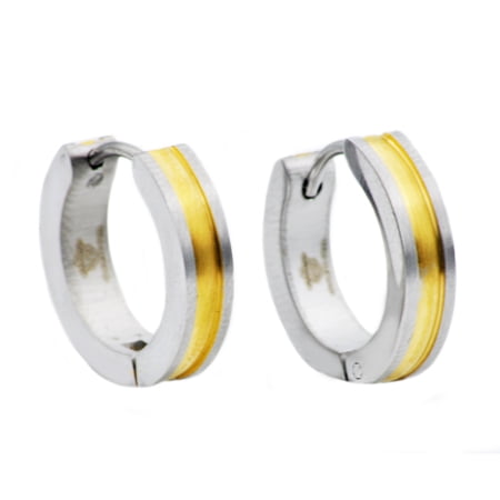 Mens Gold Plated Stainless Steel Earrings