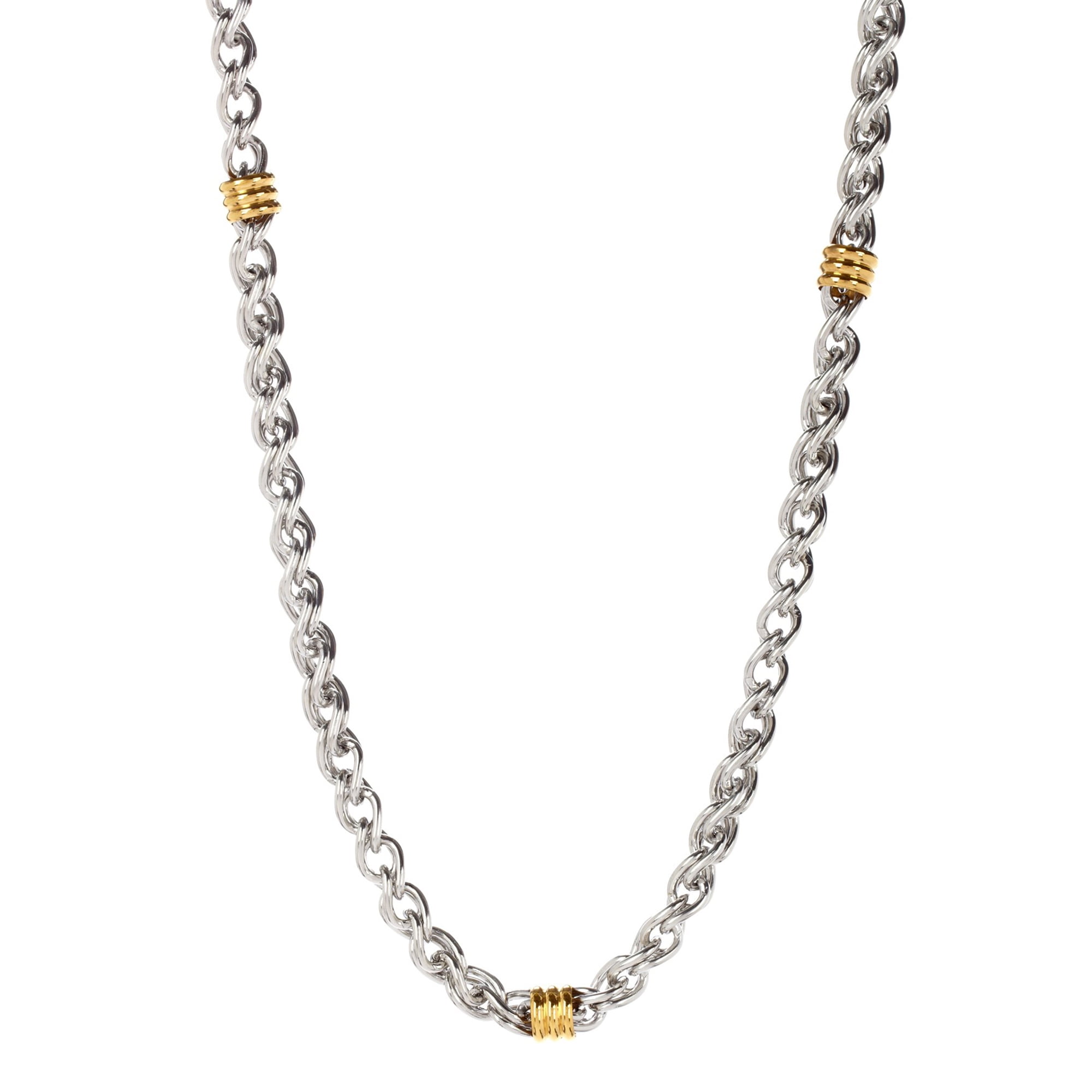 Mens Gold Plated Stainless Steel Link Chain Necklace