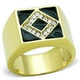 thumbnail image 1 of Mens Gold Ring Stainless Steel Anillo Color Oro Para Hombre Acero Inoxidable with Top Grade Crystal in Clear Salome, 1 of 4