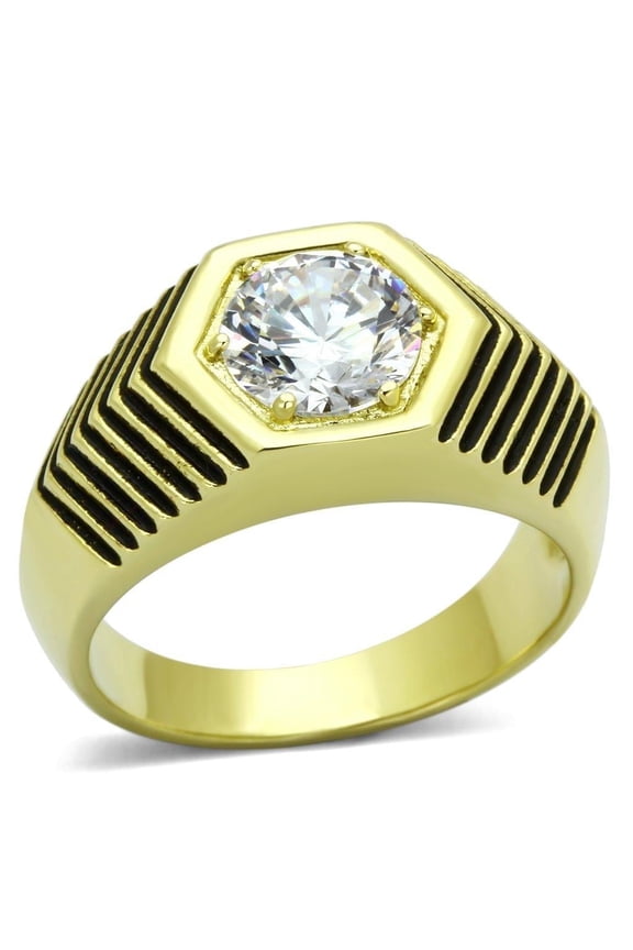 Mens Gold Rings Stainless Steel Hexagon Anillo de Compromiso Oro Para Hombre Acero Inoxidable