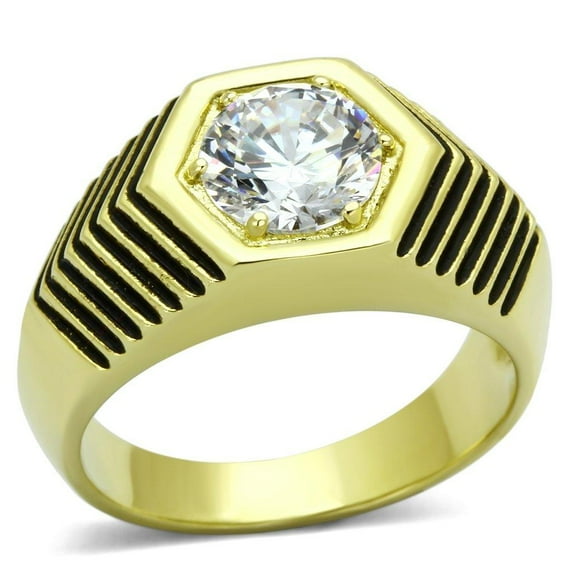 Mens Gold Rings Stainless Steel Hexagon Anillo de Compromiso Oro Para Hombre Acero Inoxidable