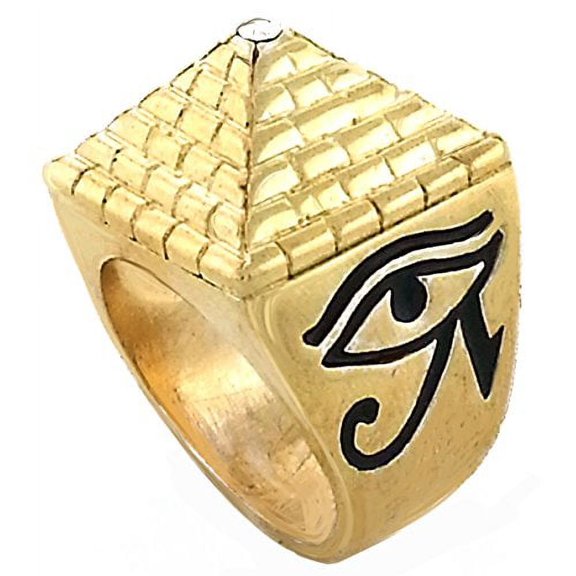 Mens Gold Tone Full Metal Eye of Horus Pyramid Ring (13)