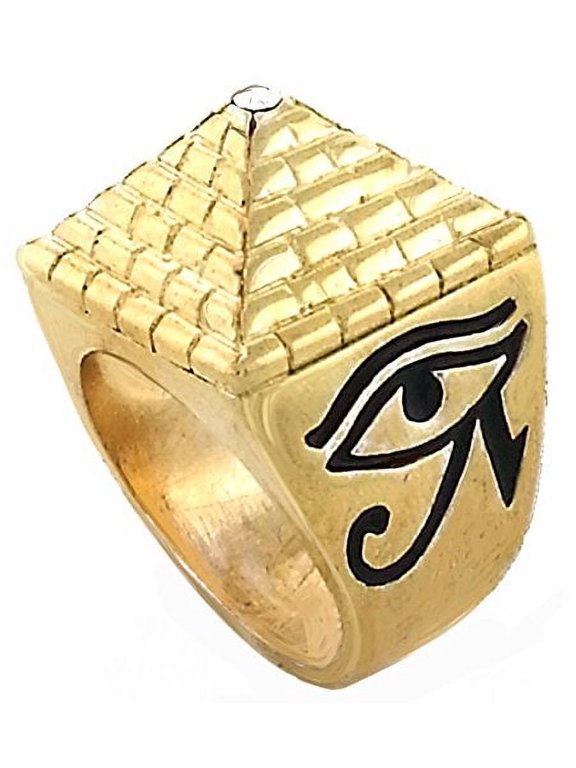 Mens Gold Tone Full Metal Eye of Horus Pyramid Ring (13)